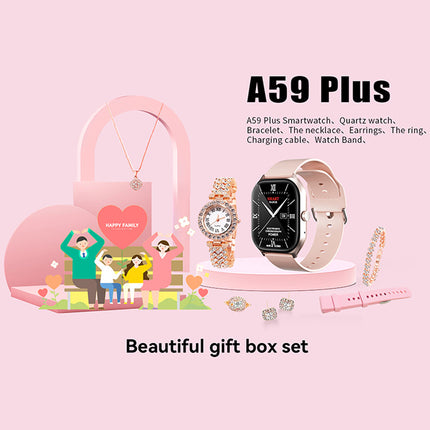 A59 Plus Ladies Premium Smartwatch Bundle: Includes 2 Straps, 1 Classic Watch, and Jewelry Set with Bluetooth Calling and 2.02" Big IPS Screen Display Smartwatch