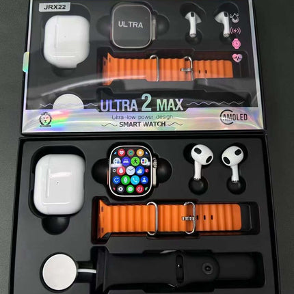 JRX22 amoled Smart Watch with earbuds and 2 straps ultra 2 max