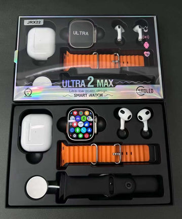 JRX22 amoled Smart Watch with earbuds and 2 straps ultra 2 max