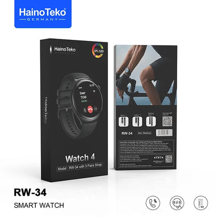 Haino Teko Germany RW-34 AMOLED Display Smart Watch with 3 Pair Strap For Men's and Boys