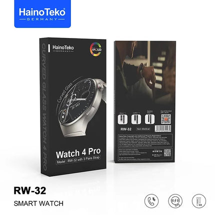 Haino Teko Germany Smart Watch 4 pro RW-32 with AMOLED Curved Glass Screen Real AMOLED Round Display