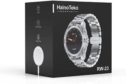 Haino Teko Germany Smart Watch Stainless Steel Bluetooth Call Music Sports Health Heart Monitoring for Android and IOS, Silver, RW23