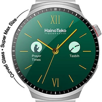 Haino Teko Germany RW50 Super Max Size Round Shape Curved AMOLED Display Smart Watch With 3 Pair Straps For Gents and Boys Black