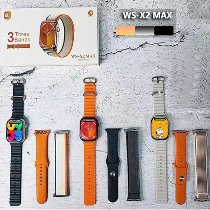 WS-X2 MAX 49mm Smart Watch + 3 watch straps set Siri ai voice assistant Bluetooth calling