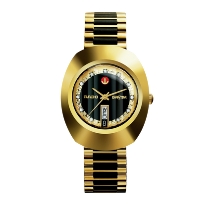 Rado Diastar In Gold colour Black Dail Replica A+