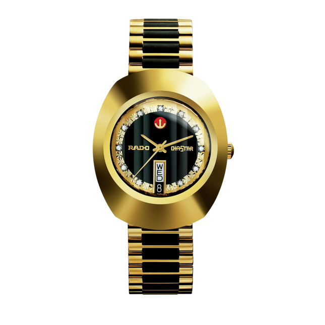 Rado Diastar In Gold colour Black Dail Replica A+